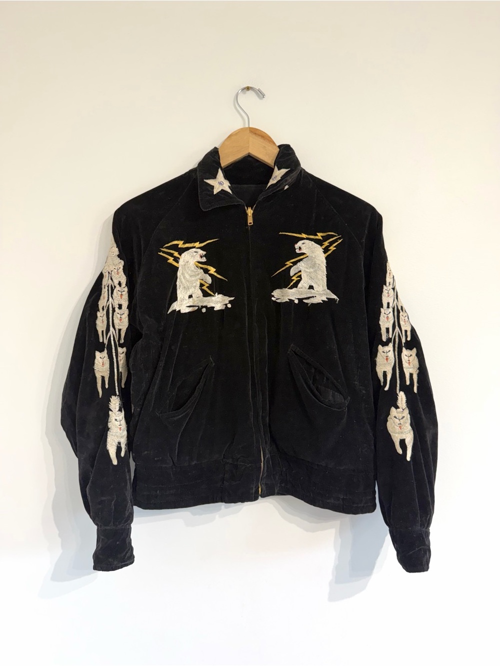 Vintage 1950s Alaska the last frontier reversible velour embroidered jacket - Picture 4 of 15